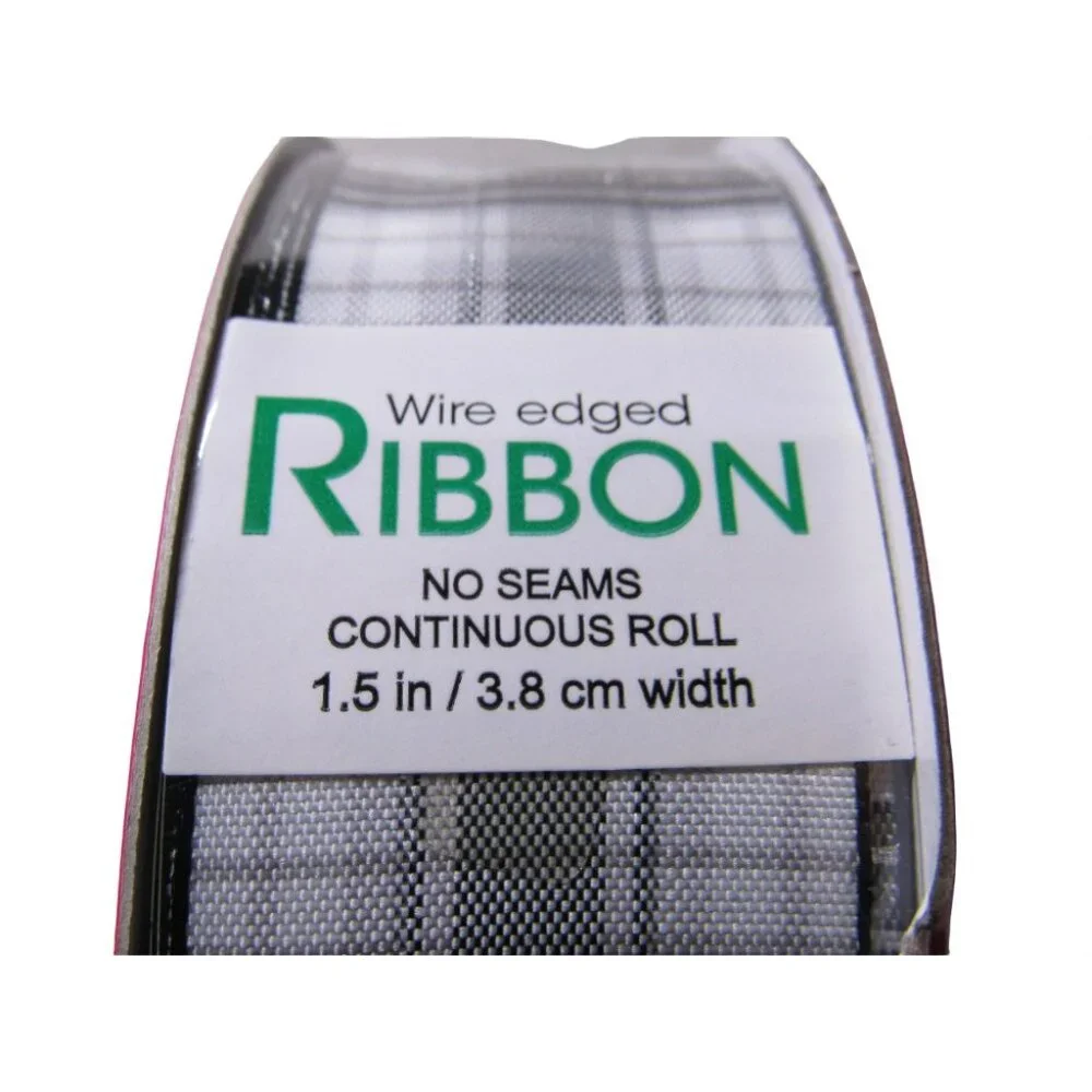 Wire Edged Ribbon Plaid Gift Wrapping 1.5
